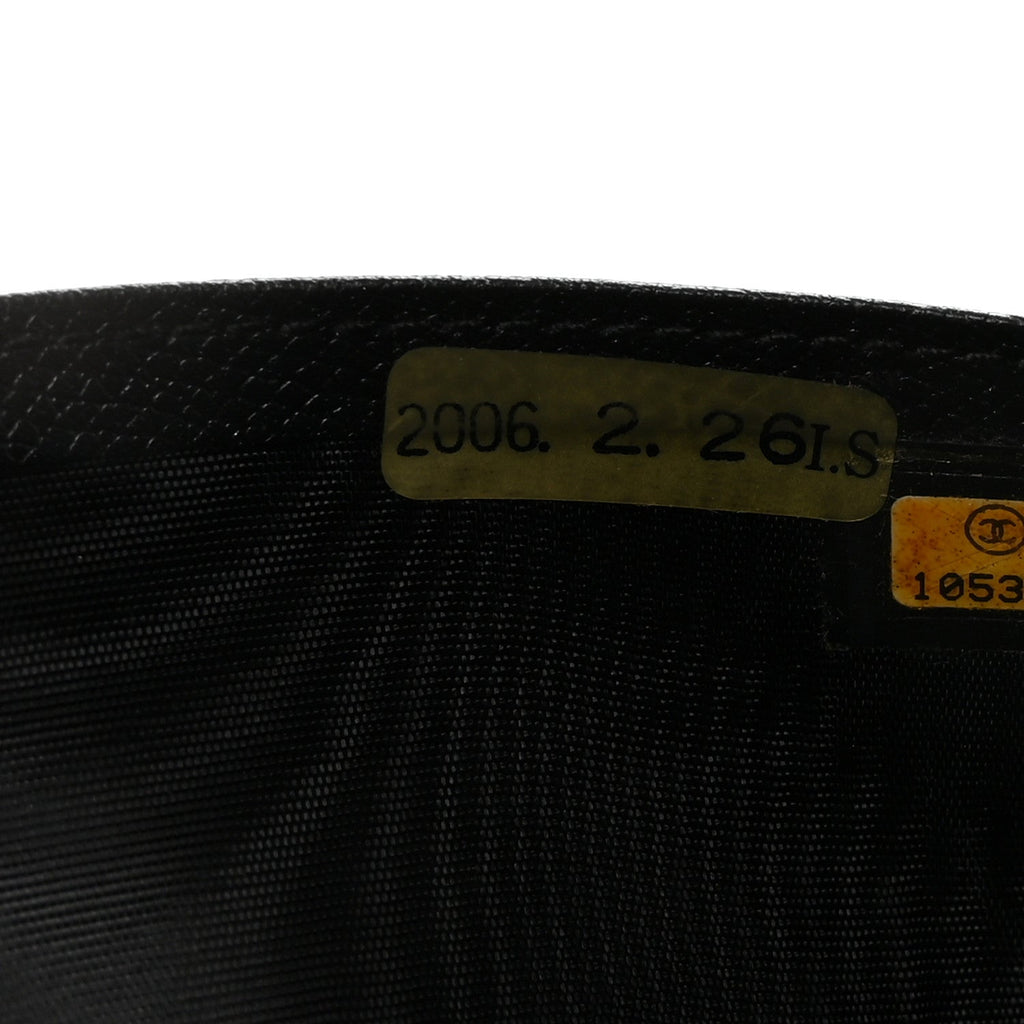 Grained Calfskin CC Button Long Wallet Black