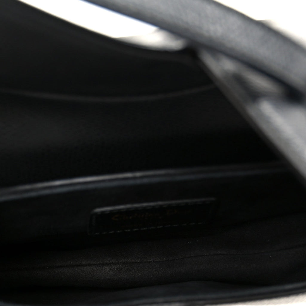 Christian Dior Grained Calfskin Mini Saddle Bag Black