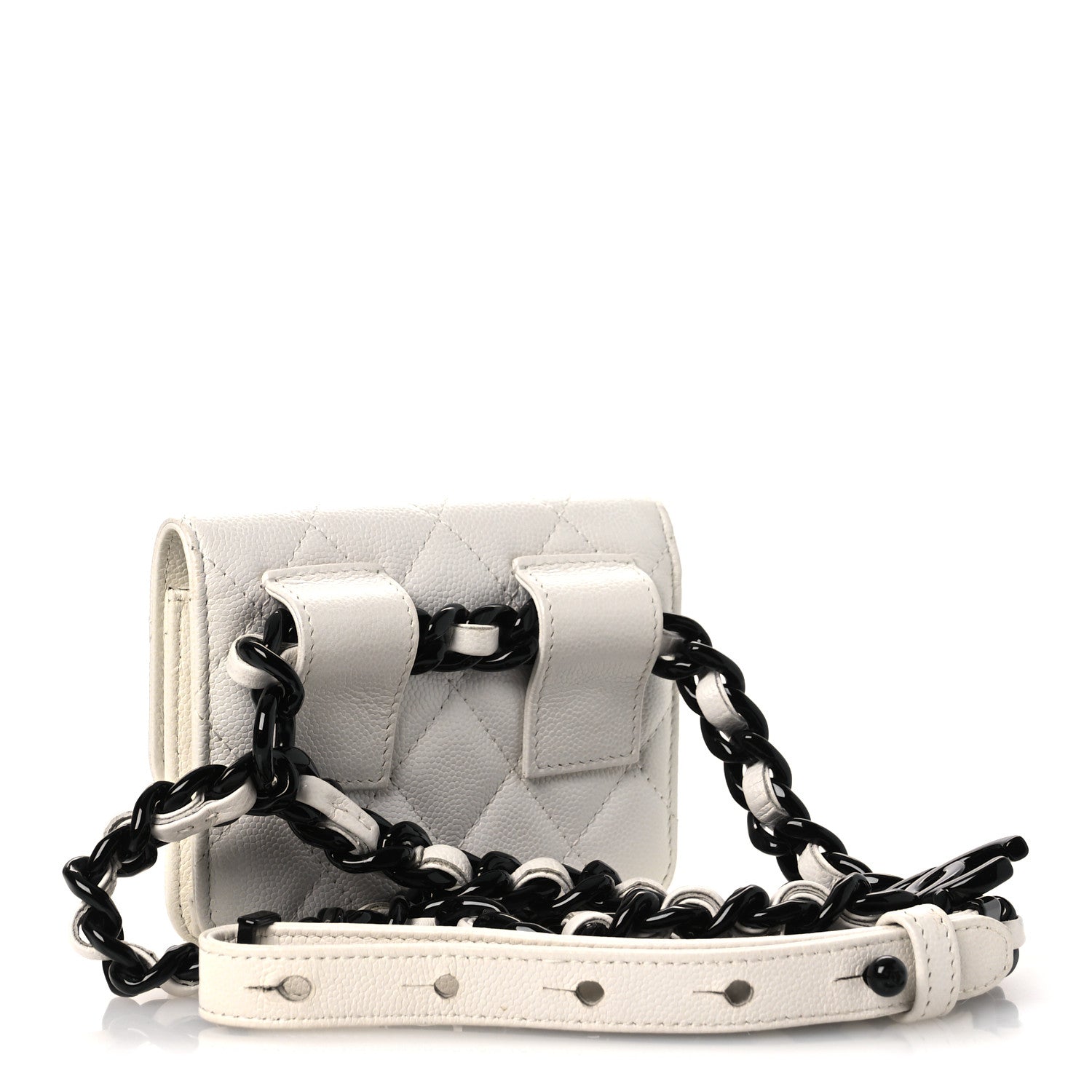 Chanel Caviar Quilted My Everything Belt Flap Card Holder White