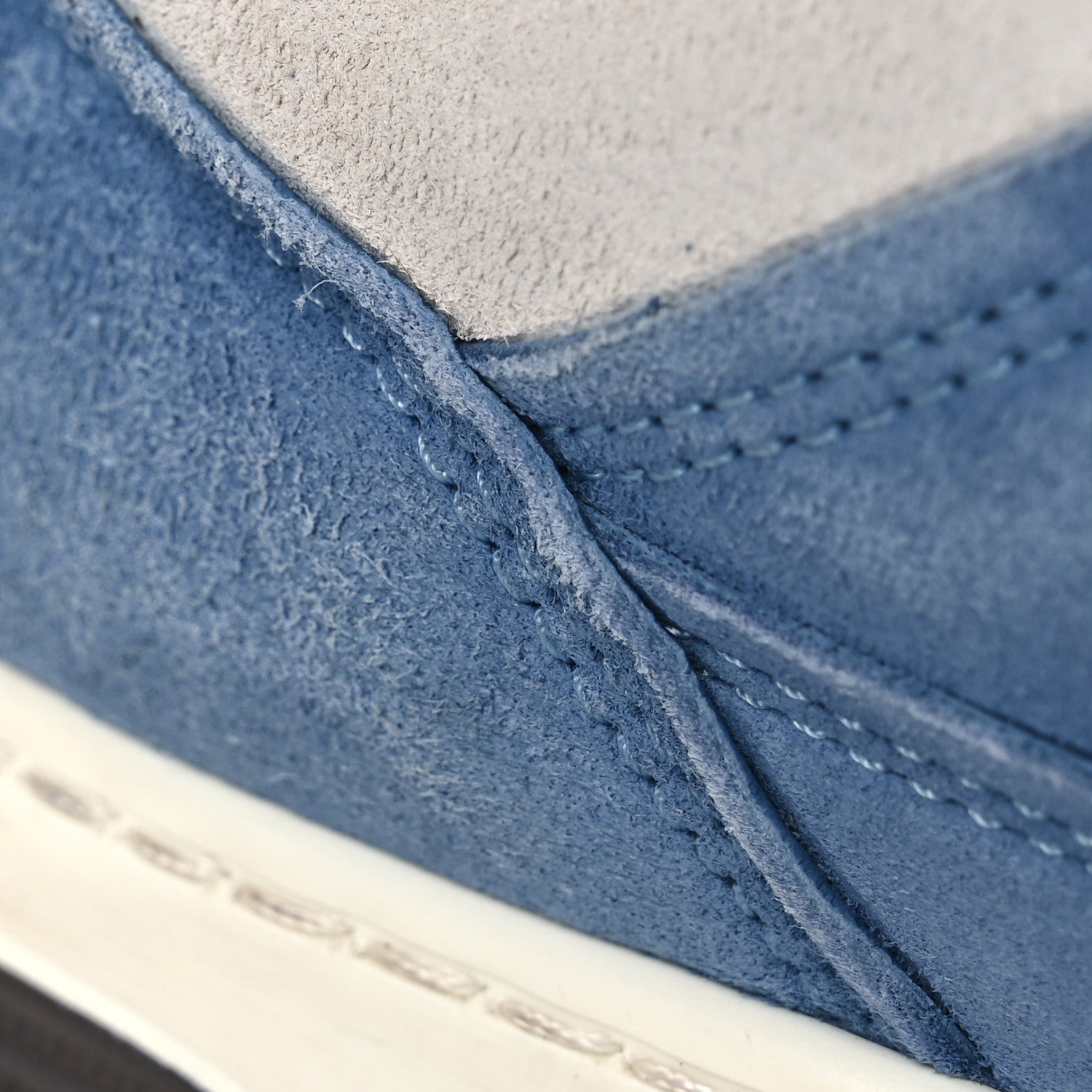 Chanel Suede Kidskin Womens CC Sneakers 37 White Blue