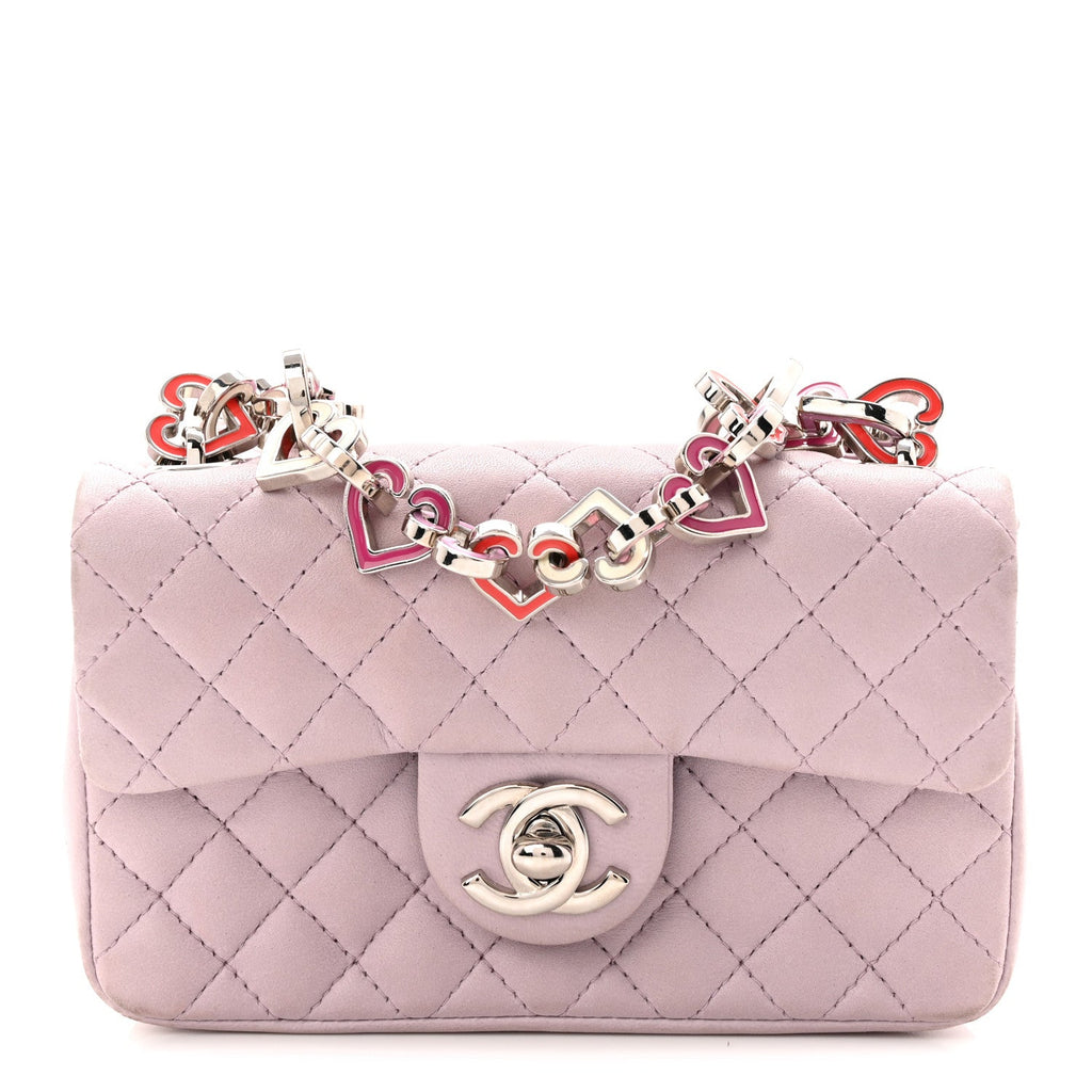 Chanel Lambskin Quilted Extra Mini Valentine Flap Lilac
