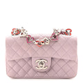Chanel Lambskin Quilted Extra Mini Valentine Flap Lilac