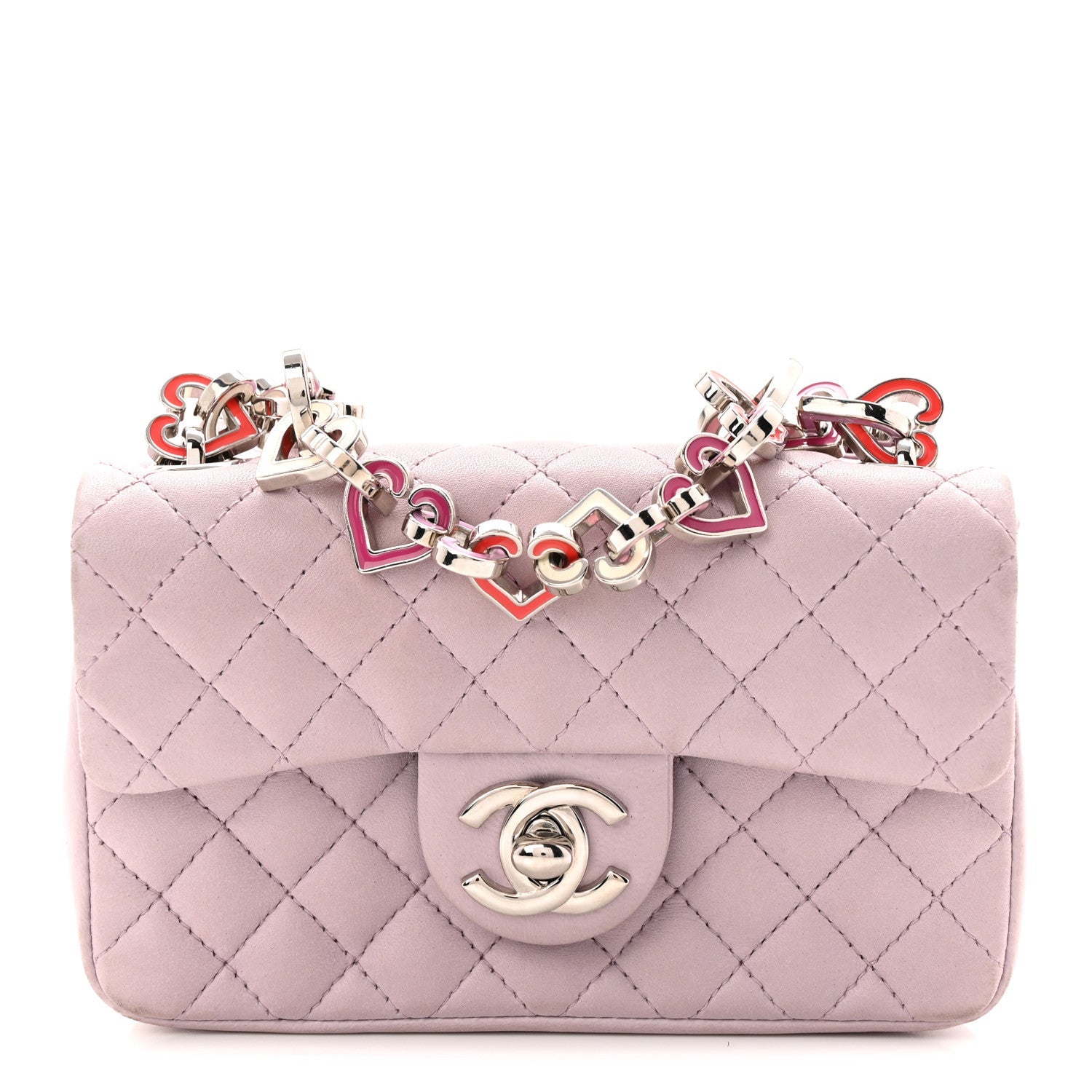 Chanel Lambskin Quilted Extra Mini Valentine Flap Lilac