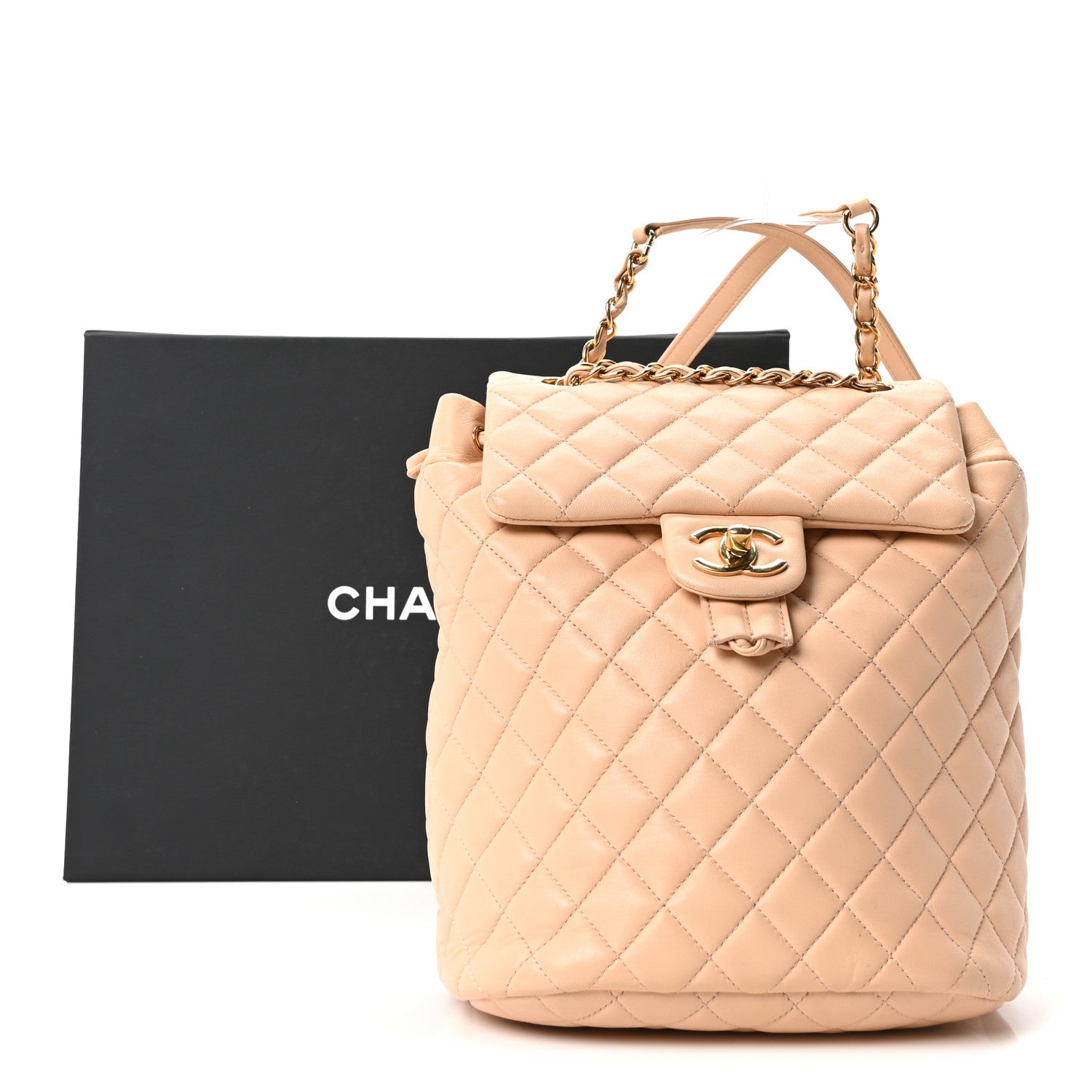 Chanel Calfskin Quilted Small Urban Spirit Backpack Beige