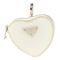 Prada Spazzolato Heart Coin Pouch Bag Charm White