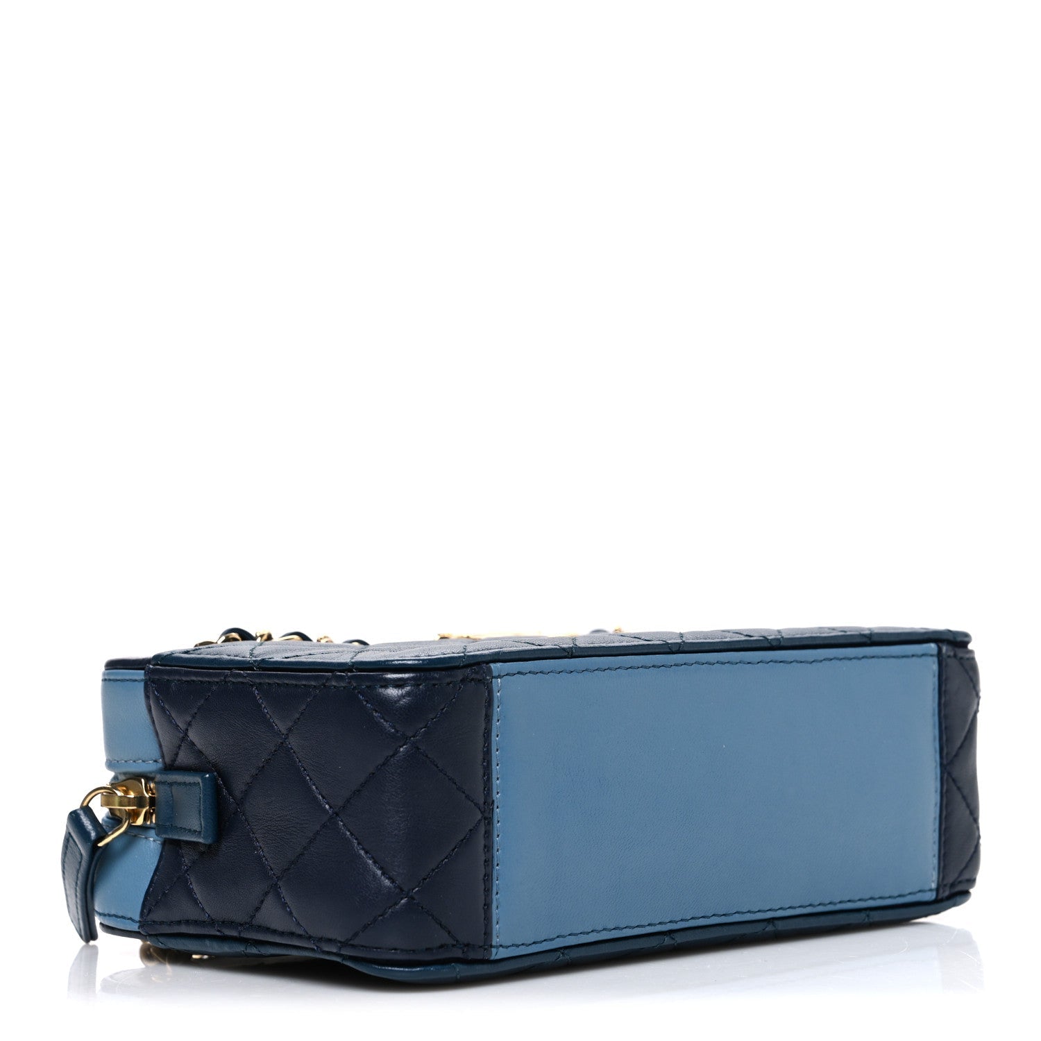 Chanel Lambskin Quilted Small In & Out Camera Case Navy Light Blue