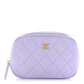 Caviar Quilted Small Curvy Pouch Cosmetic Case Light Purple