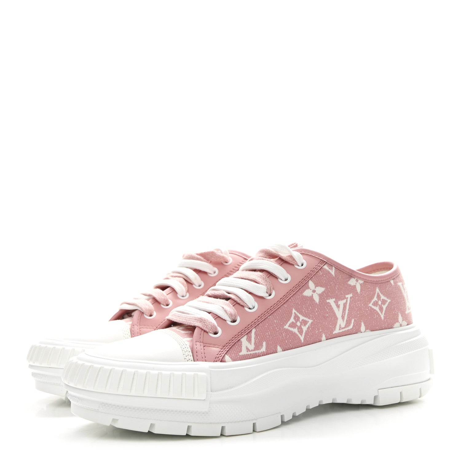 Louis Vuitton Denim Monogram Squad Sneakers 38.5 Pink