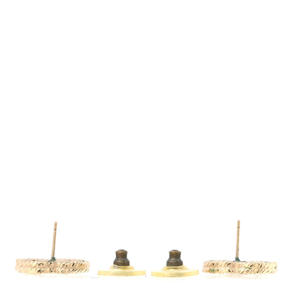 Metal Textured CC Earrings Gold