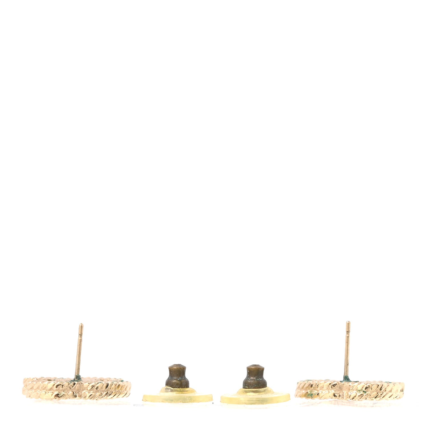 Metal Textured CC Earrings Gold
