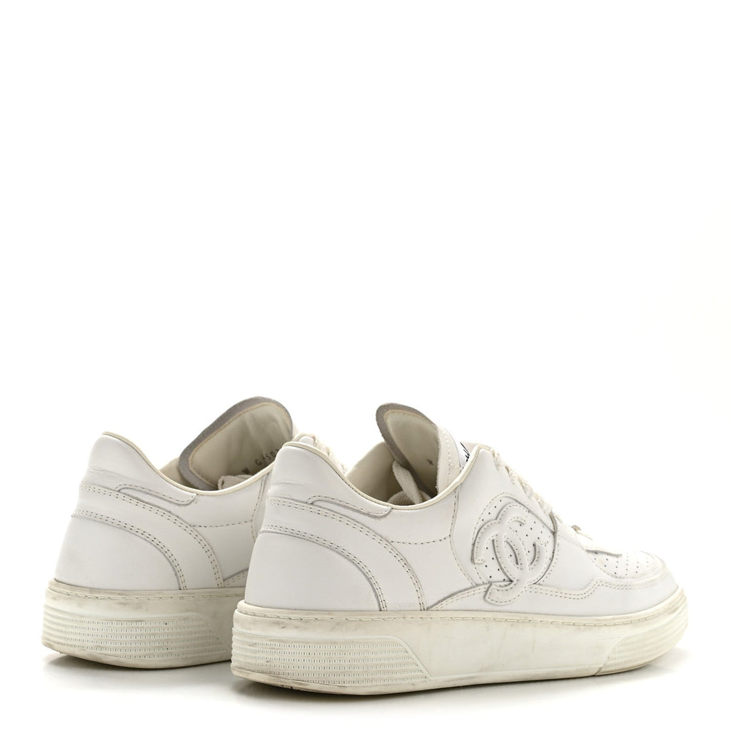 Calfskin CC Womens Sneakers 38 White