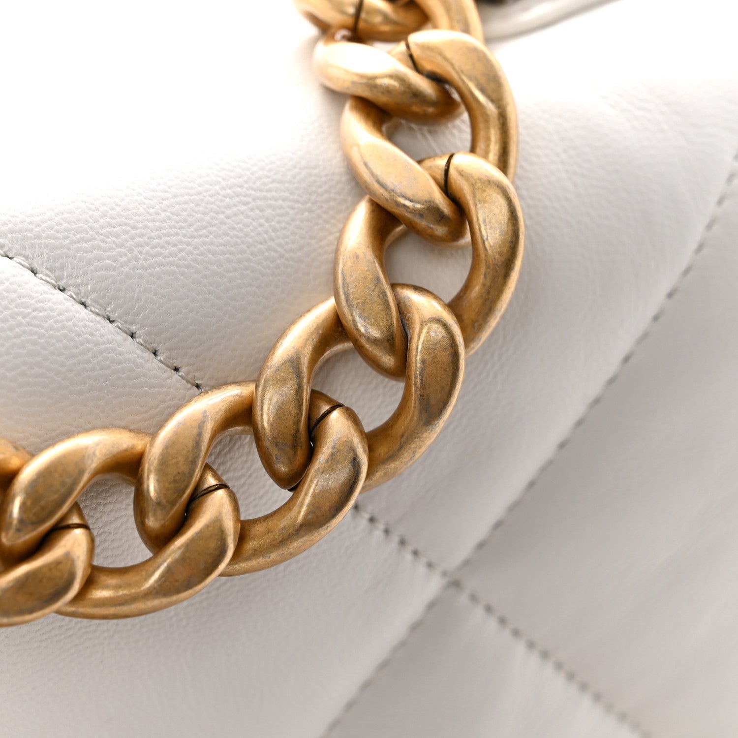 Chanel Goatskin Quilted Medium Chanel 19 Flap White