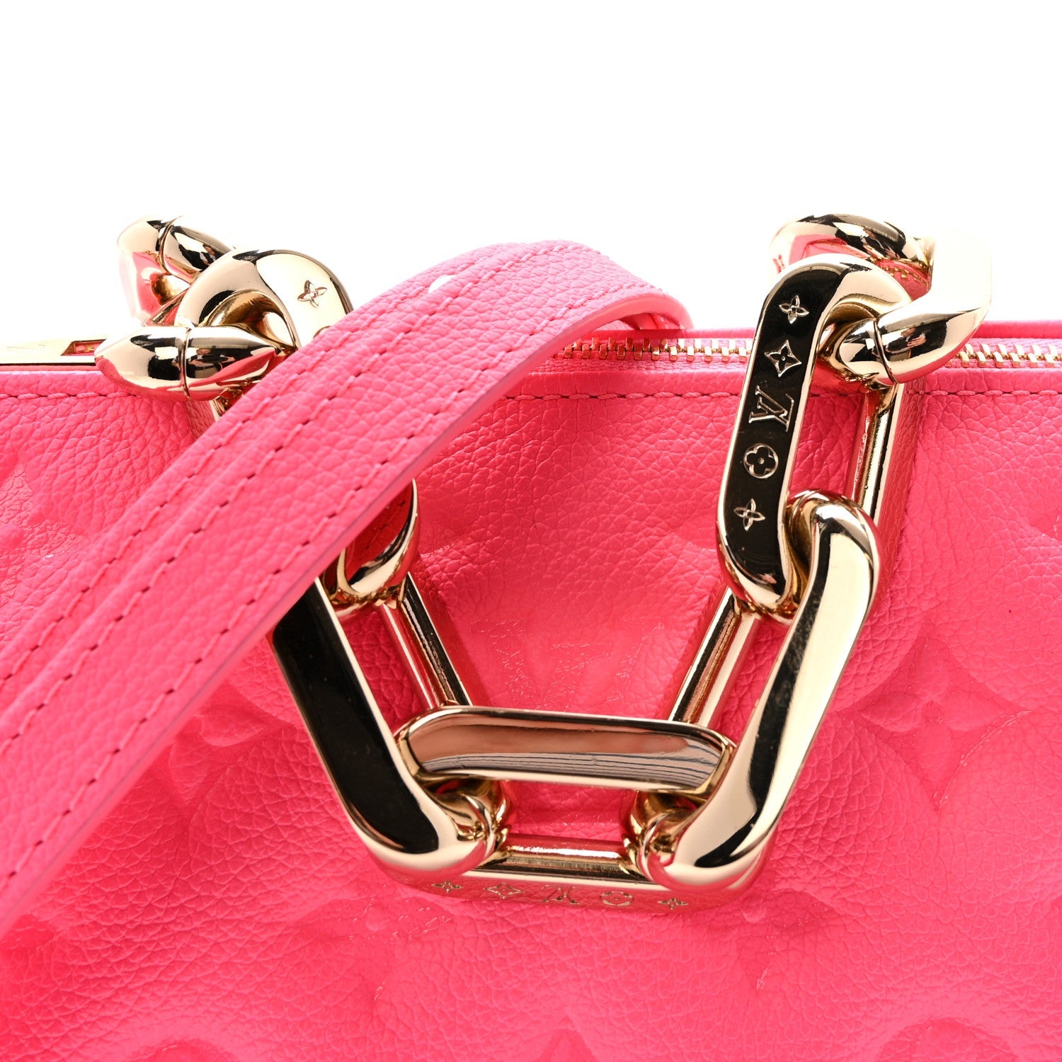 Louis Vuitton Calfskin Embossed Monogram Coussin BB Rose Fluo