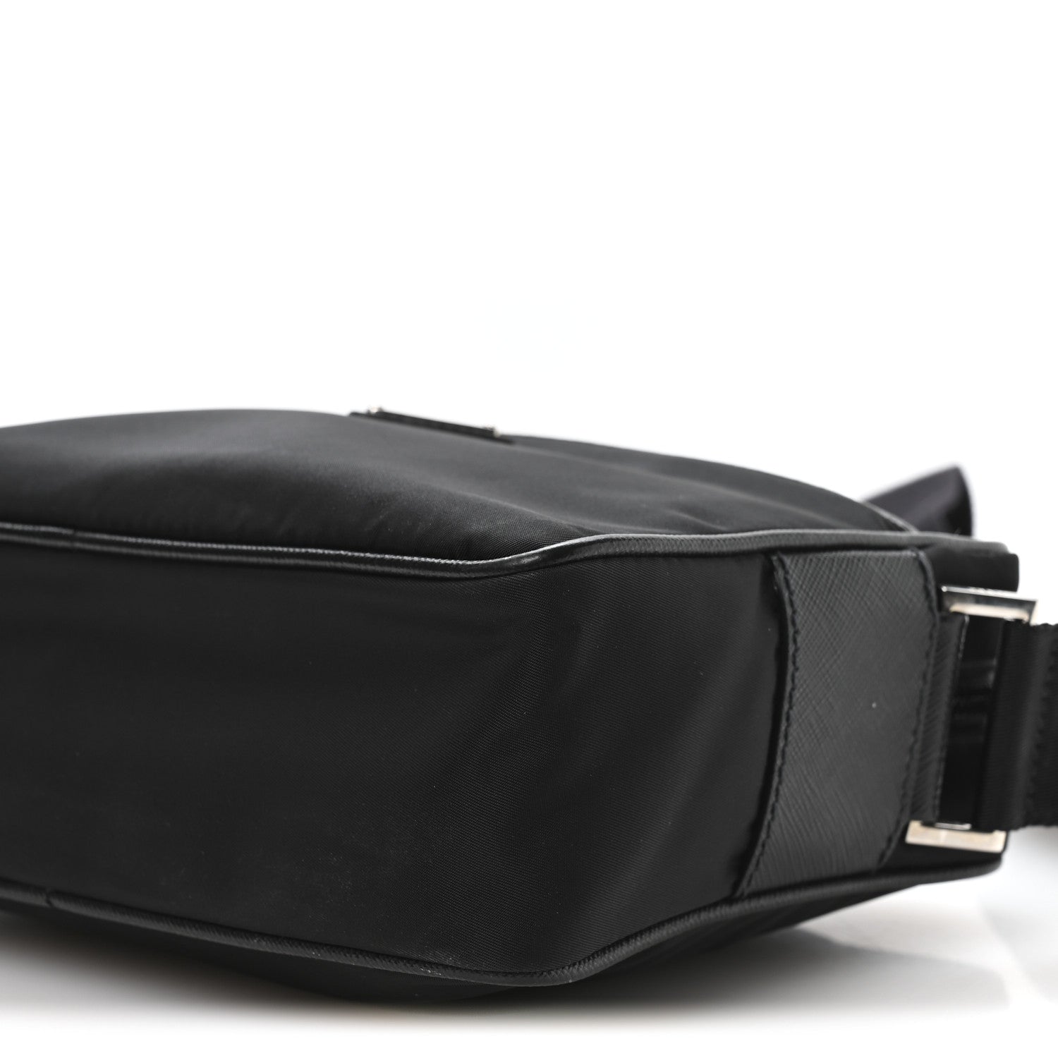 Prada Re-Nylon Vela Saffiano Pocket Double Zip Shoulder Bag Black