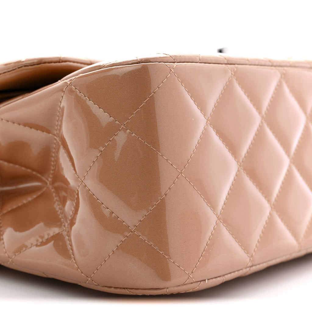 Chanel Patent Quilted Jumbo Double Flap Light Brown