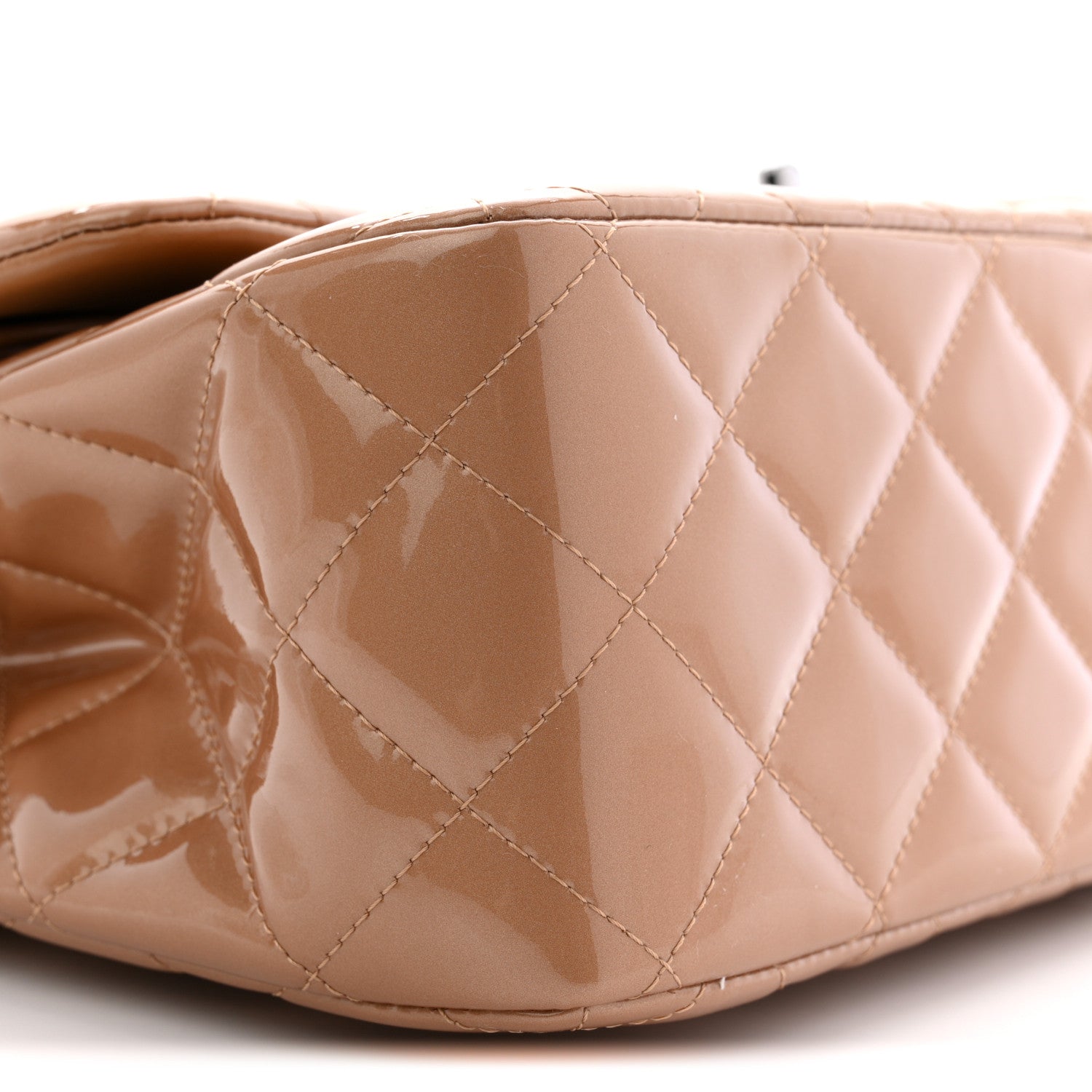 Chanel Patent Quilted Jumbo Double Flap Light Brown