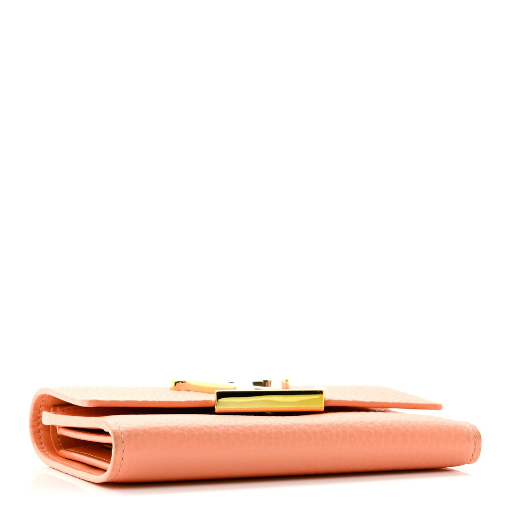 Louis Vuitton Taurillon Capucines Compact Maxi Wallet Apricot Orange