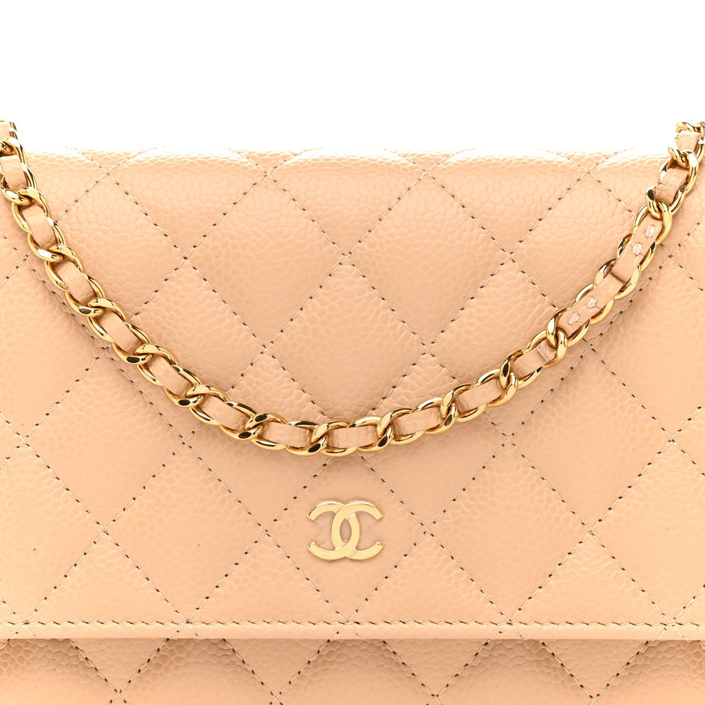 Chanel Caviar Quilted Wallet on Chain WOC Beige