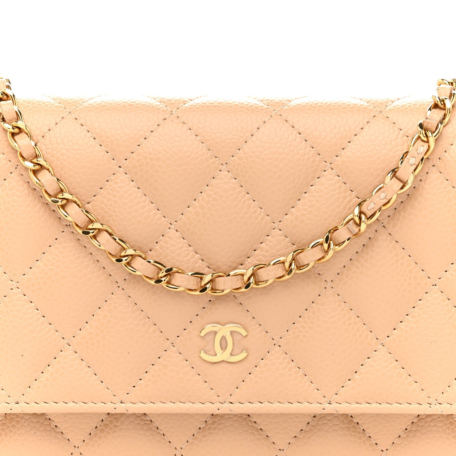 Chanel Caviar Quilted Wallet on Chain WOC Beige