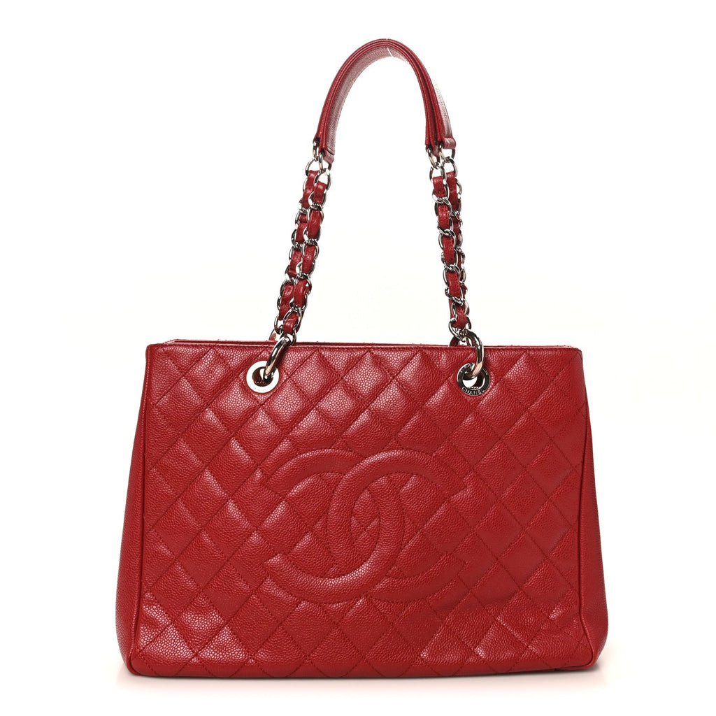 Chanel Caviar Quilted Grand Shopping Tote GST Red