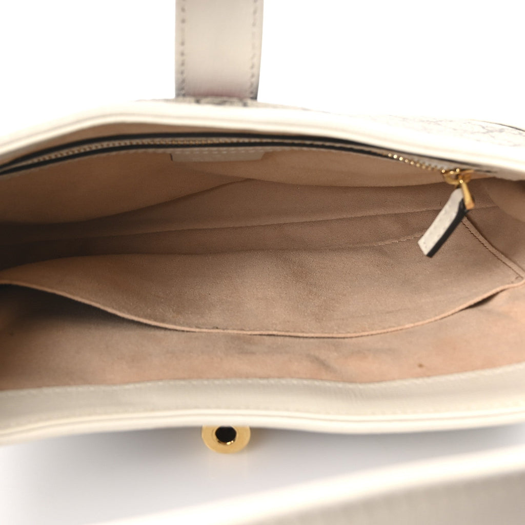 Gucci GG Supreme Monogram Azalea Calfskin Web Small Jackie 1961 Hobo Beige Ebony Mystic White