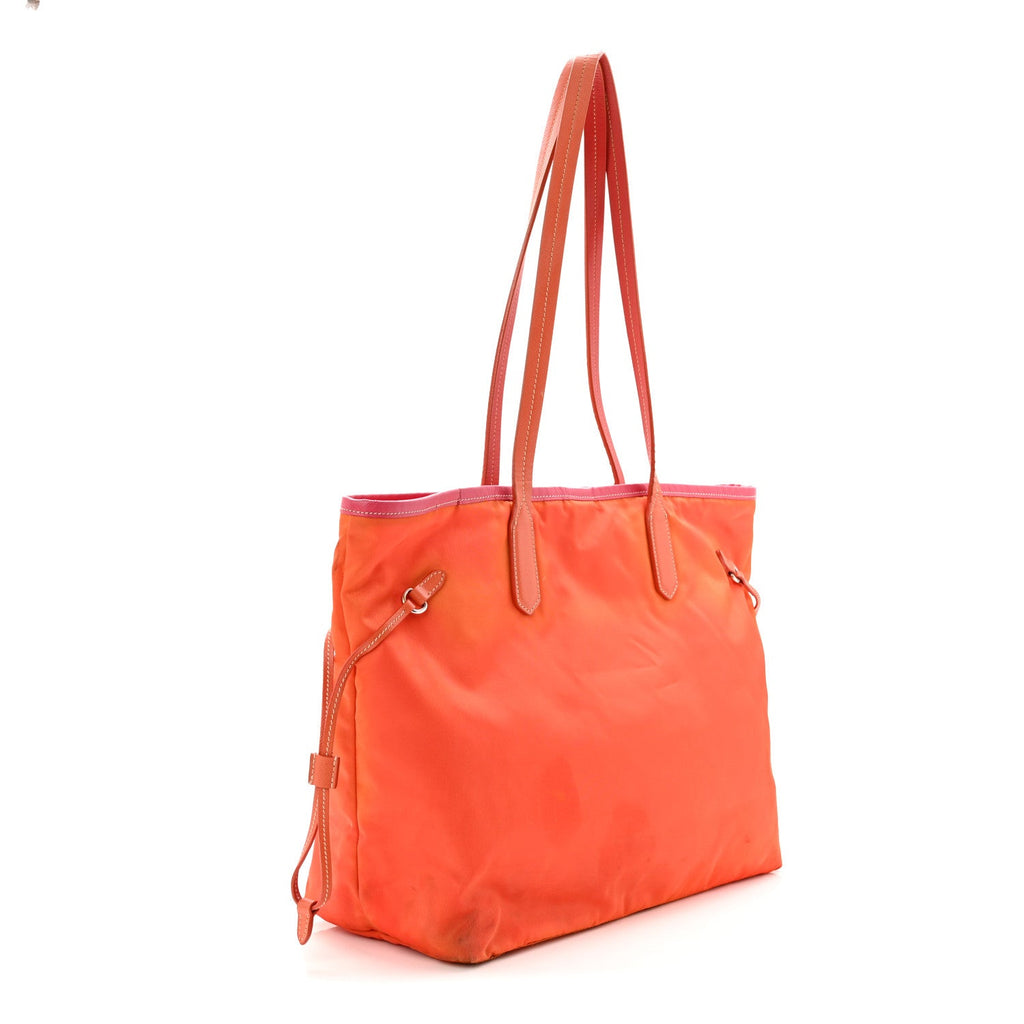 Prada Tessuto Nylon Saffiano Tote Papaya Ibisco