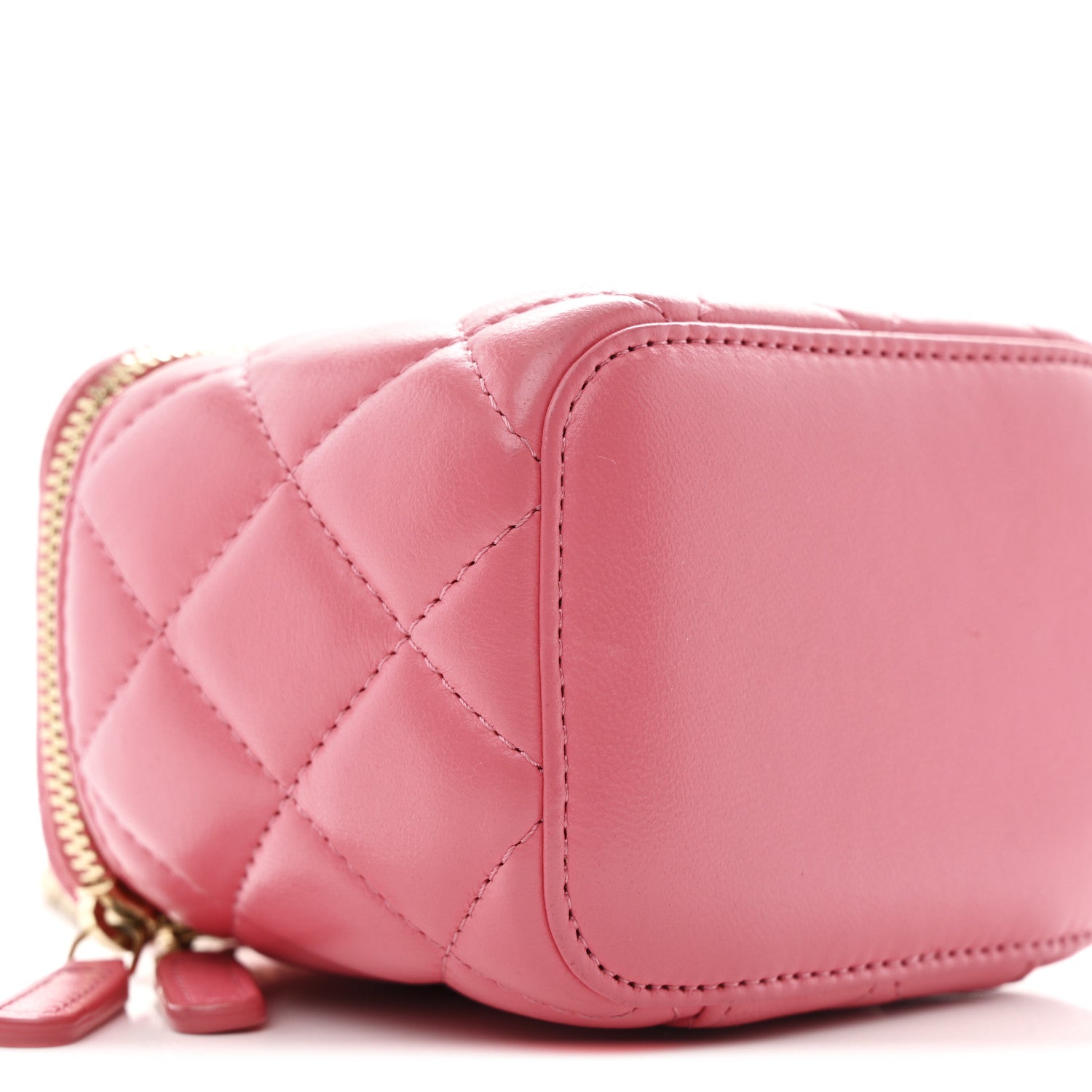 Chanel Lambskin Quilted Pearl Crush Mini Vanity Case With Chain Dark Pink