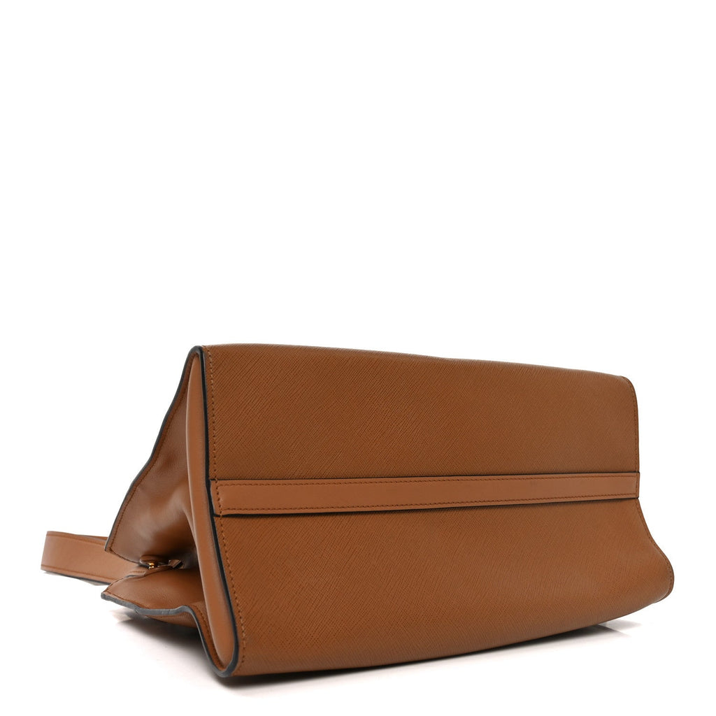 Prada Saffiano City Calf Medium Esplanade Tote Caramel