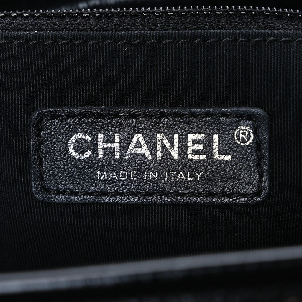 Chanel Metallic Crumpled Goatskin Quilted Medium Gabrielle Hobo Black Rose Gold