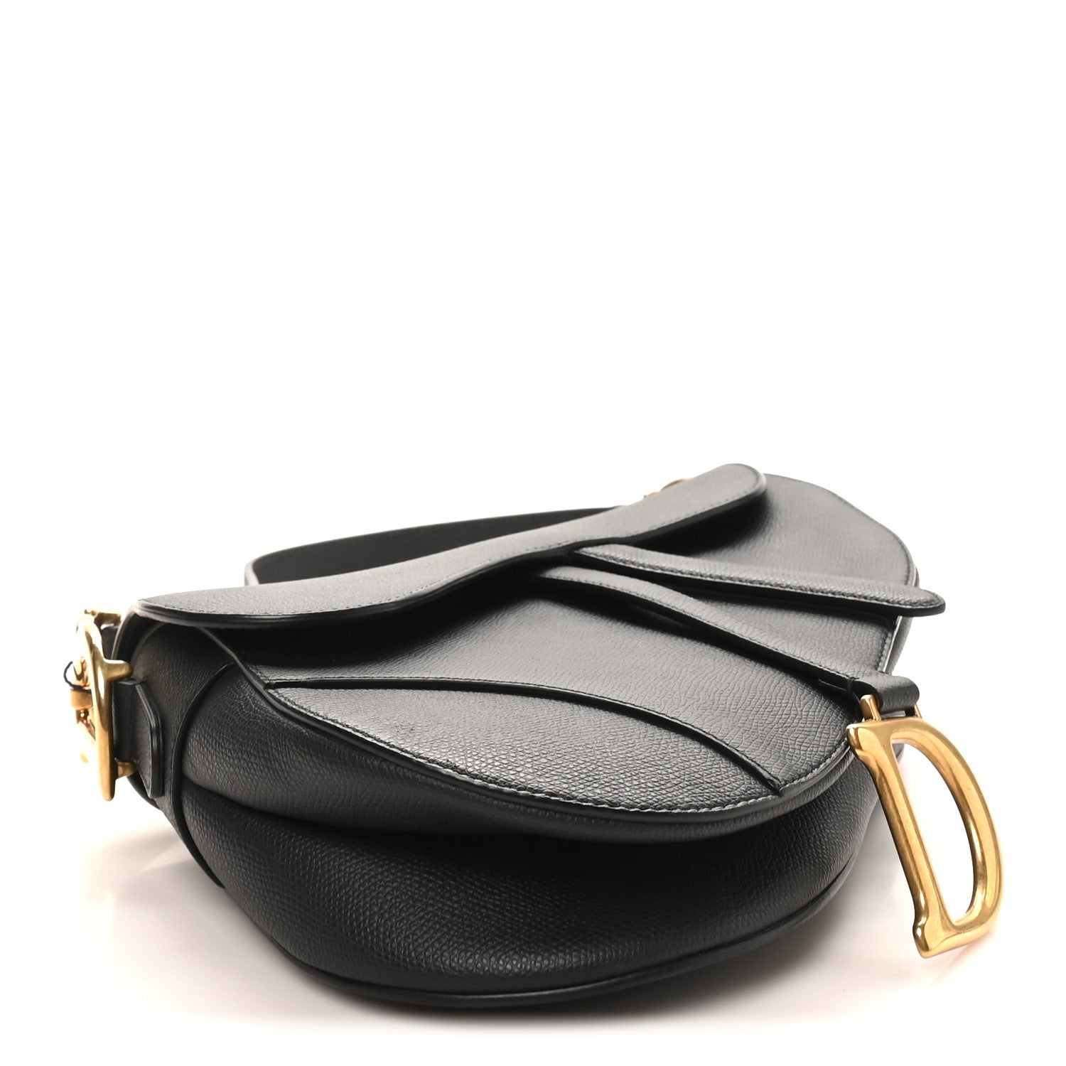 Christian Dior Grained Calfskin Saddle Bag Black