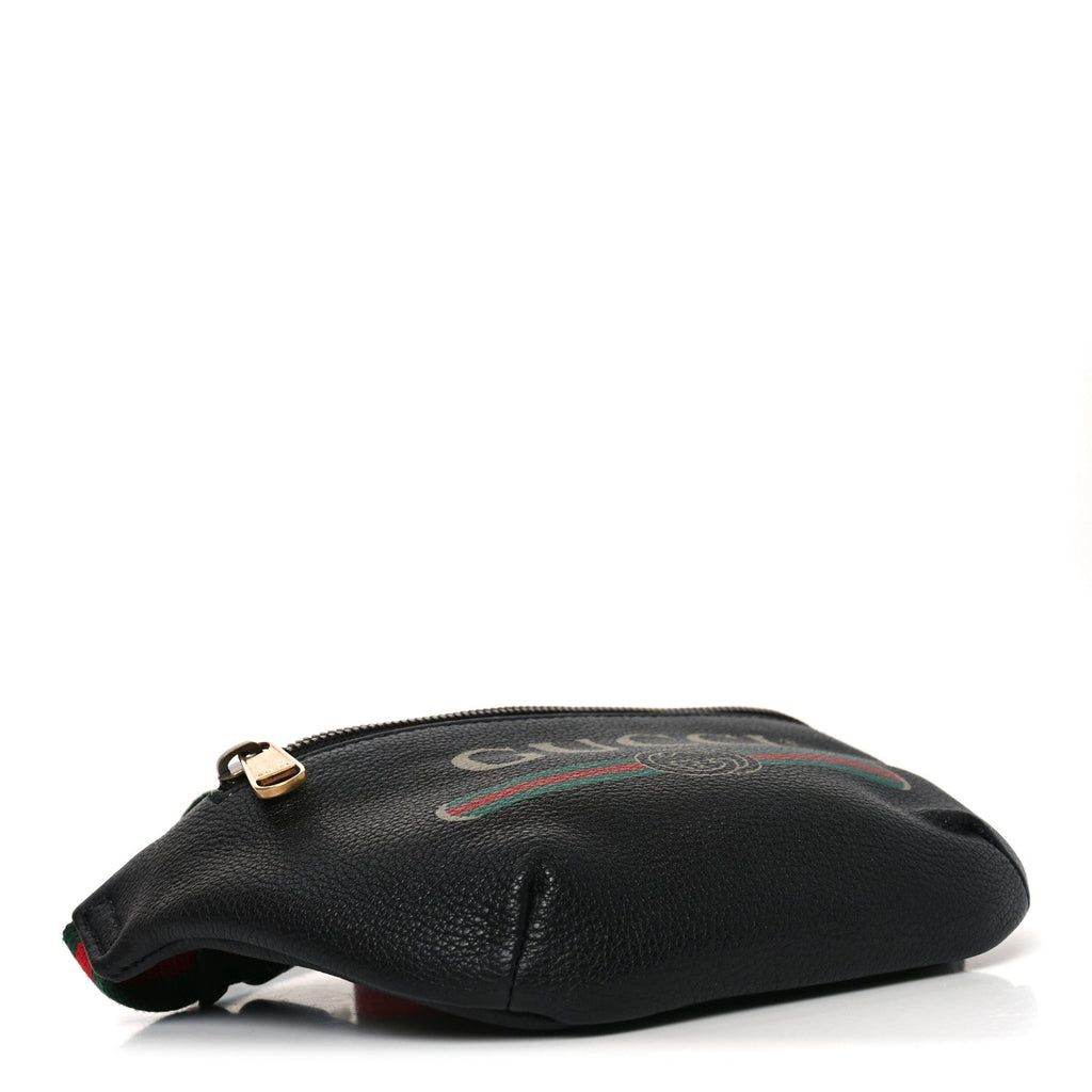 Gucci Grained Calfskin Logo Belt Bag Black