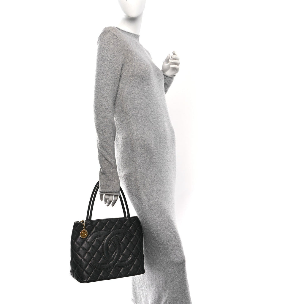 Chanel Caviar Quilted Medallion Tote Black