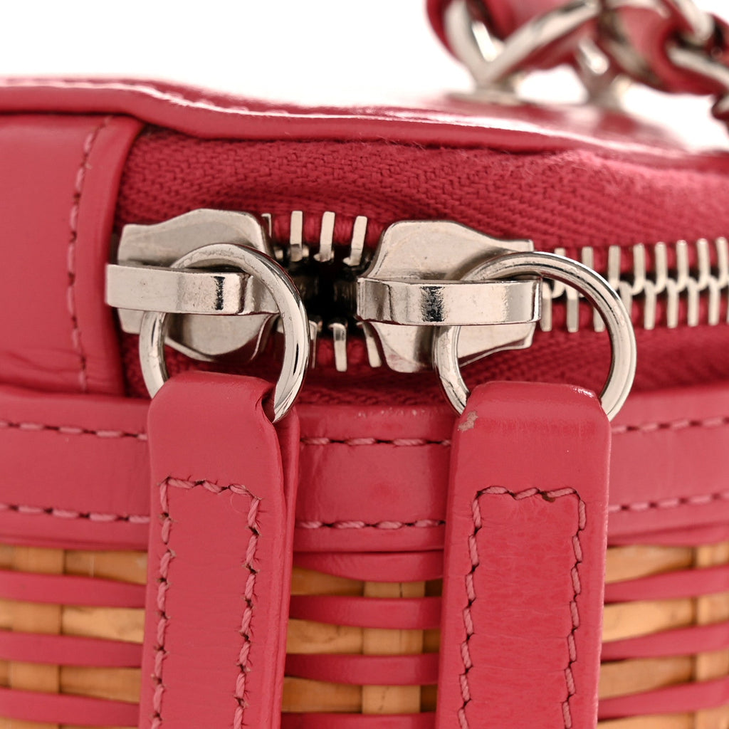 Chanel Calfskin Raffia Small Take Away Vanity Case Bag Pink Beige