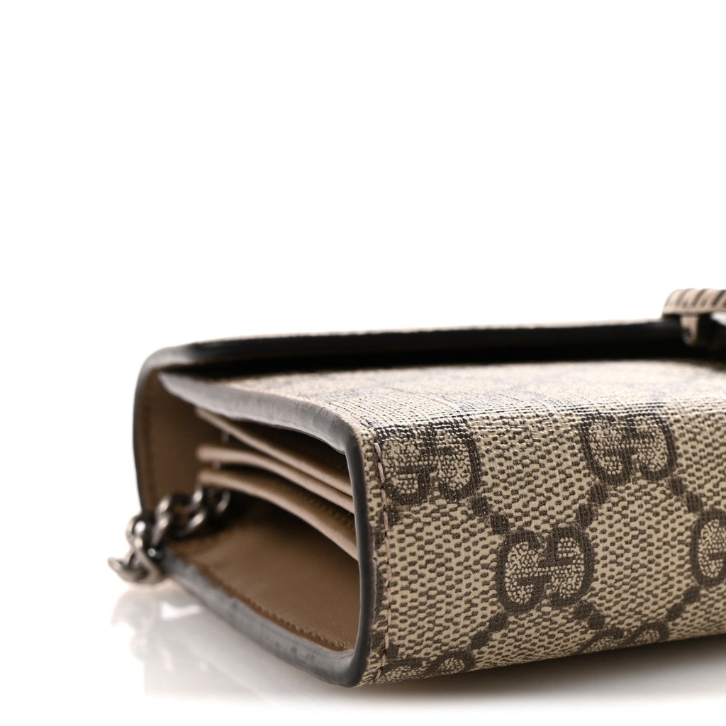 Gucci GG Supreme Monogram Mini Dionysus Chain Wallet Beige Taupe