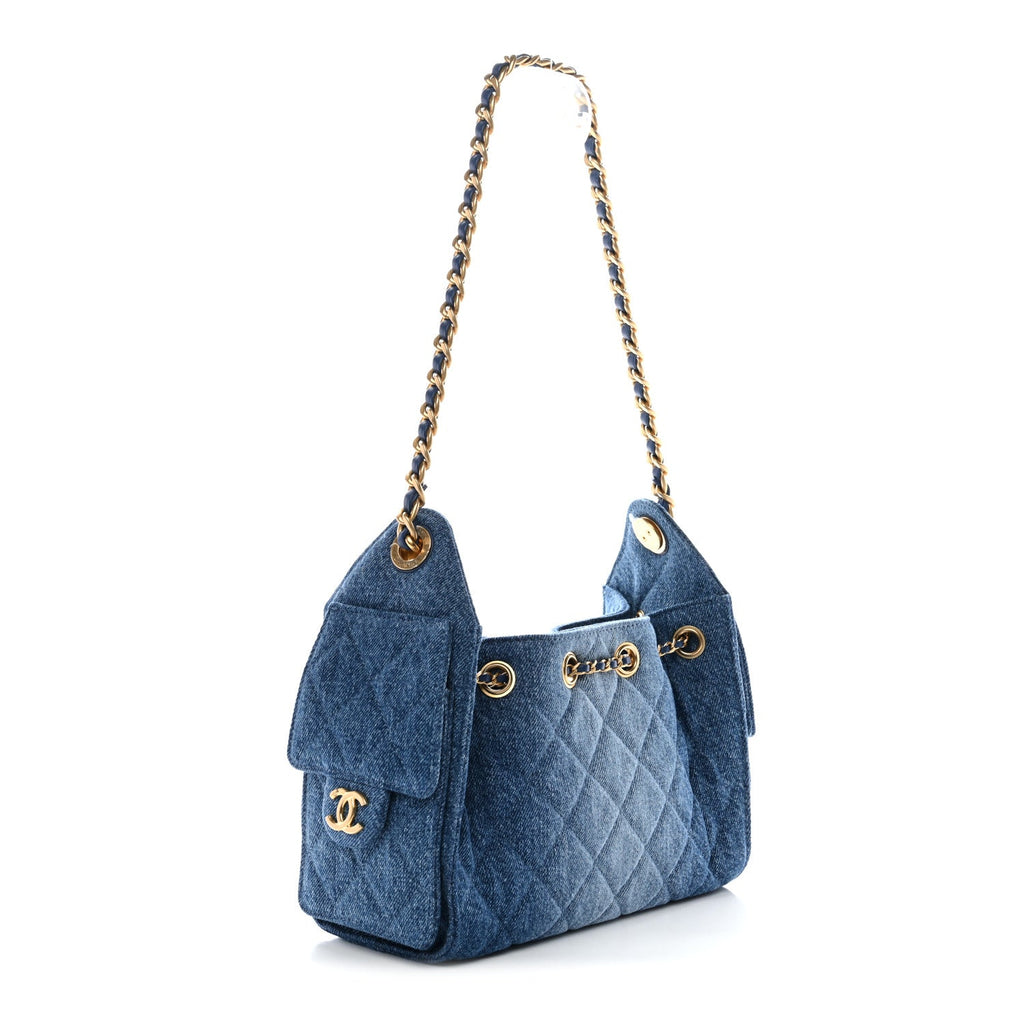 Chanel Washed Denim Quilted Mini Chanel 25 Handbag Blue
