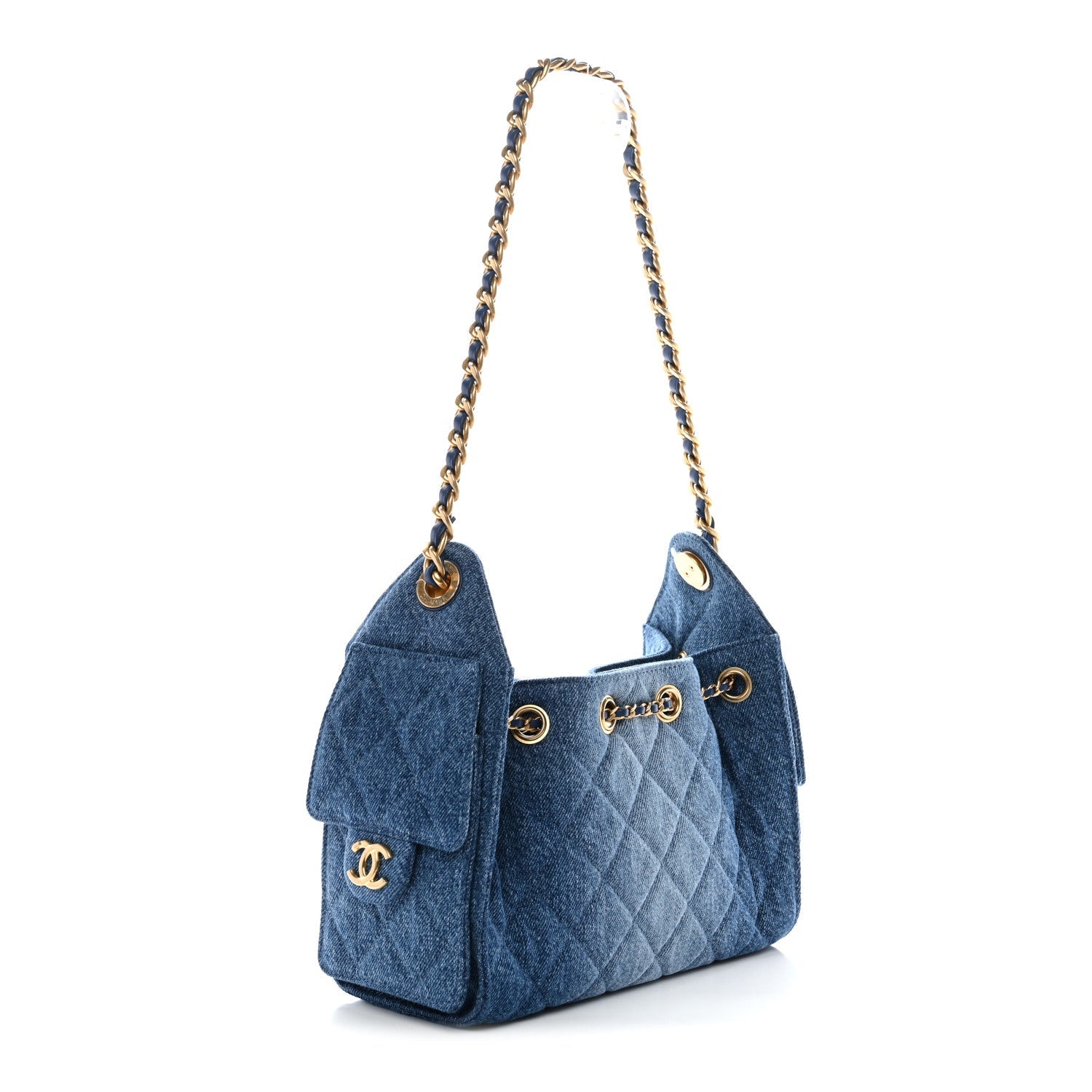 Chanel Washed Denim Quilted Mini Chanel 25 Handbag Blue