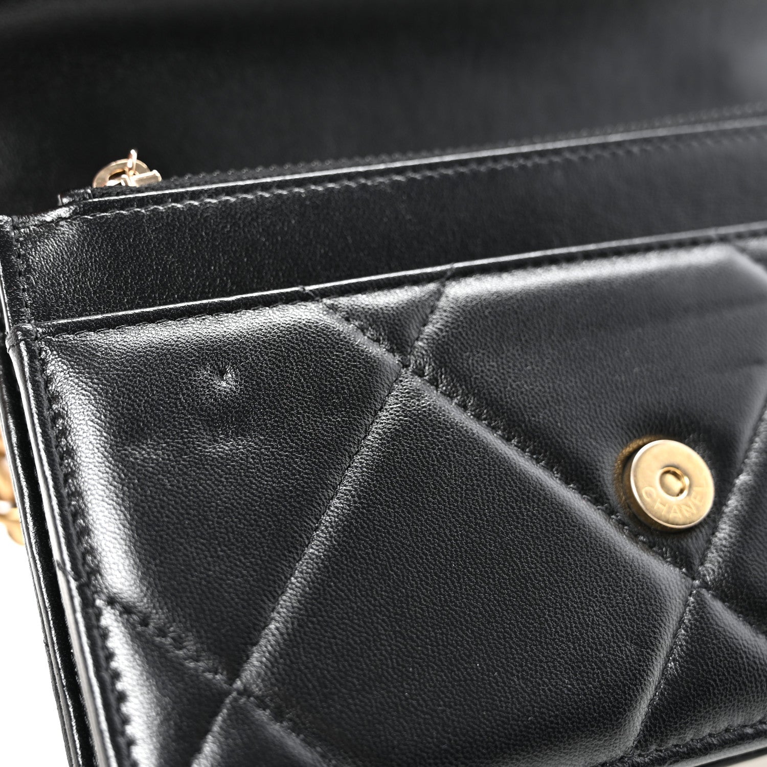 Chanel Lambskin Quilted Chanel 19 Wallet On Chain WOC Black