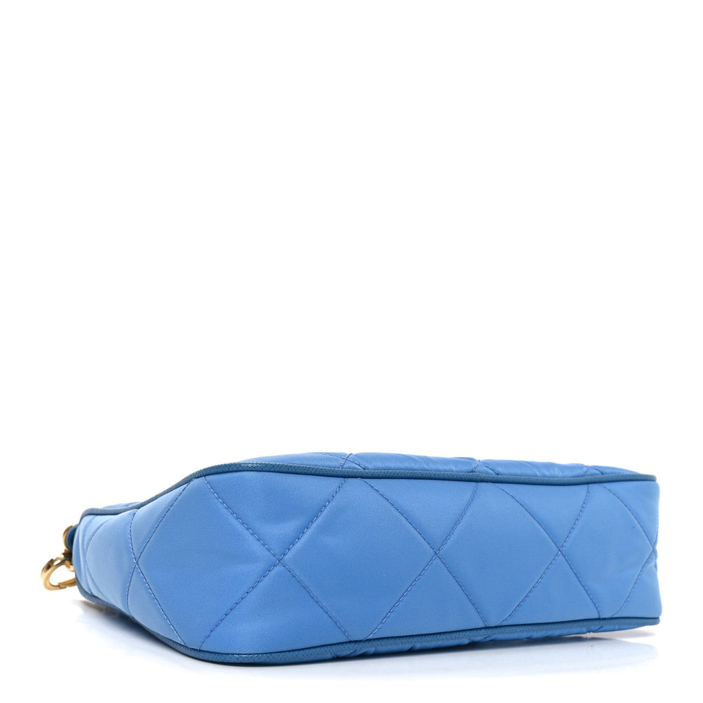 Prada Re-Nylon Saffiano Stitched Mini Re-Edition 1995 Chaine Shoulder Bag Blue