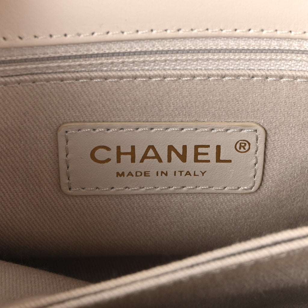 Chanel Calfskin Chevron Quilted Mini Coco Handle Flap Rose Pale