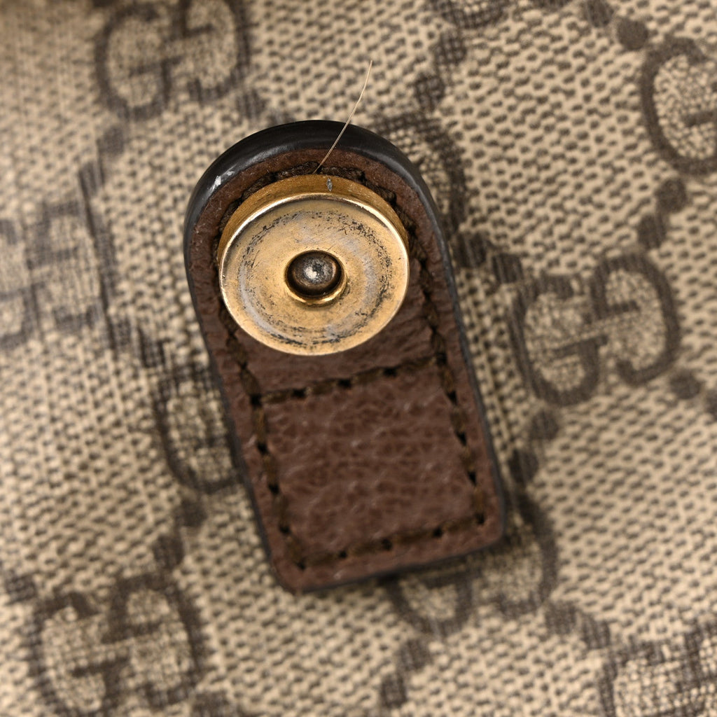Gucci GG Supreme Monogram Medium Ophidia Double Buckle Backpack Brown