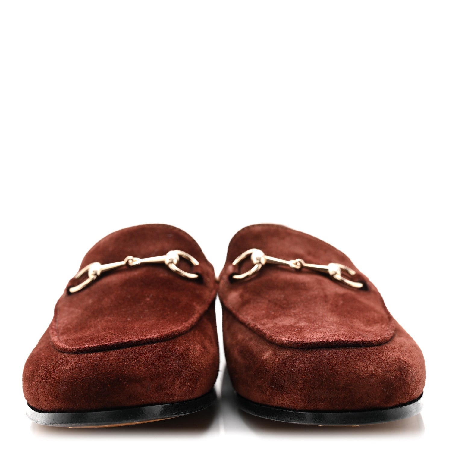 Gucci Suede Horsebit Womens Jordaan Loafers 38.5 Brown