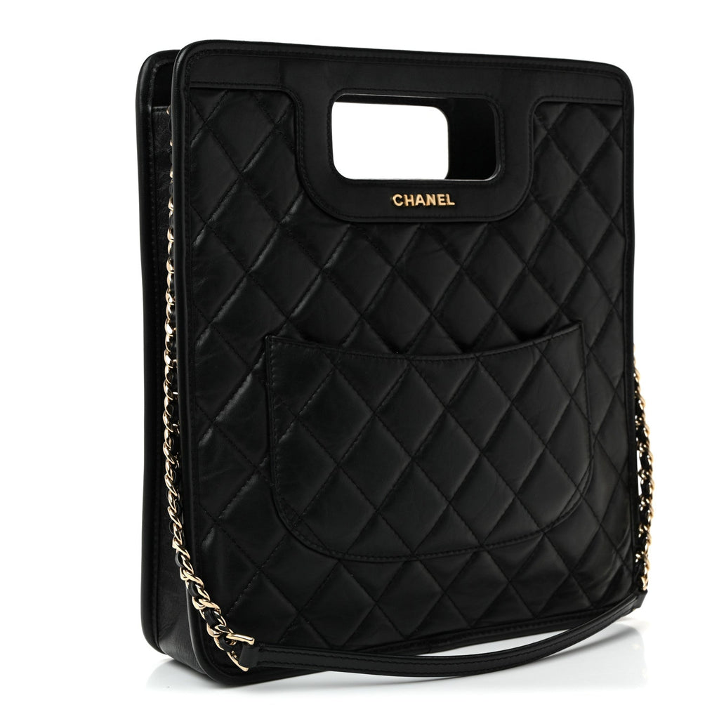 Chanel Aged Calfskin Small Charms Shopping Bag Black