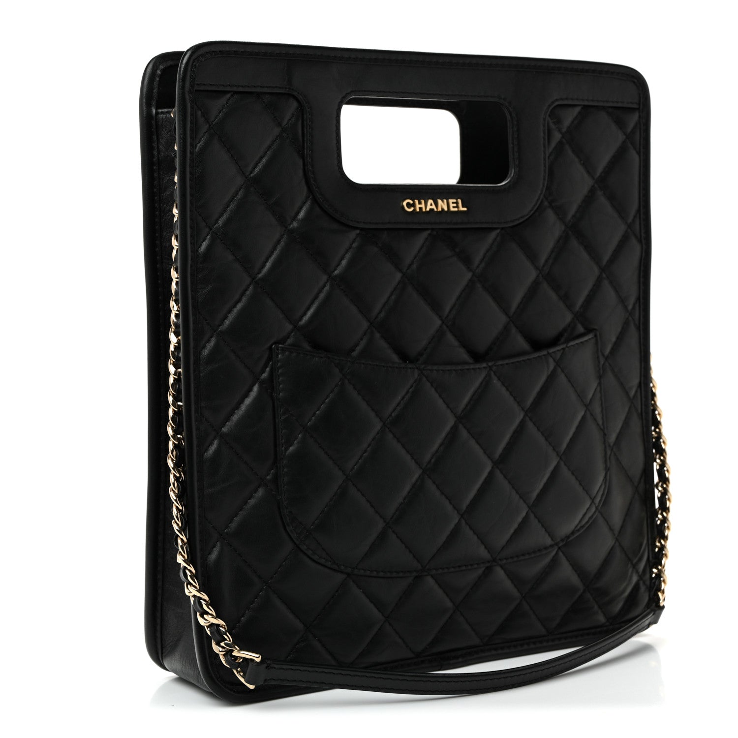Chanel Aged Calfskin Small Charms Shopping Bag Black