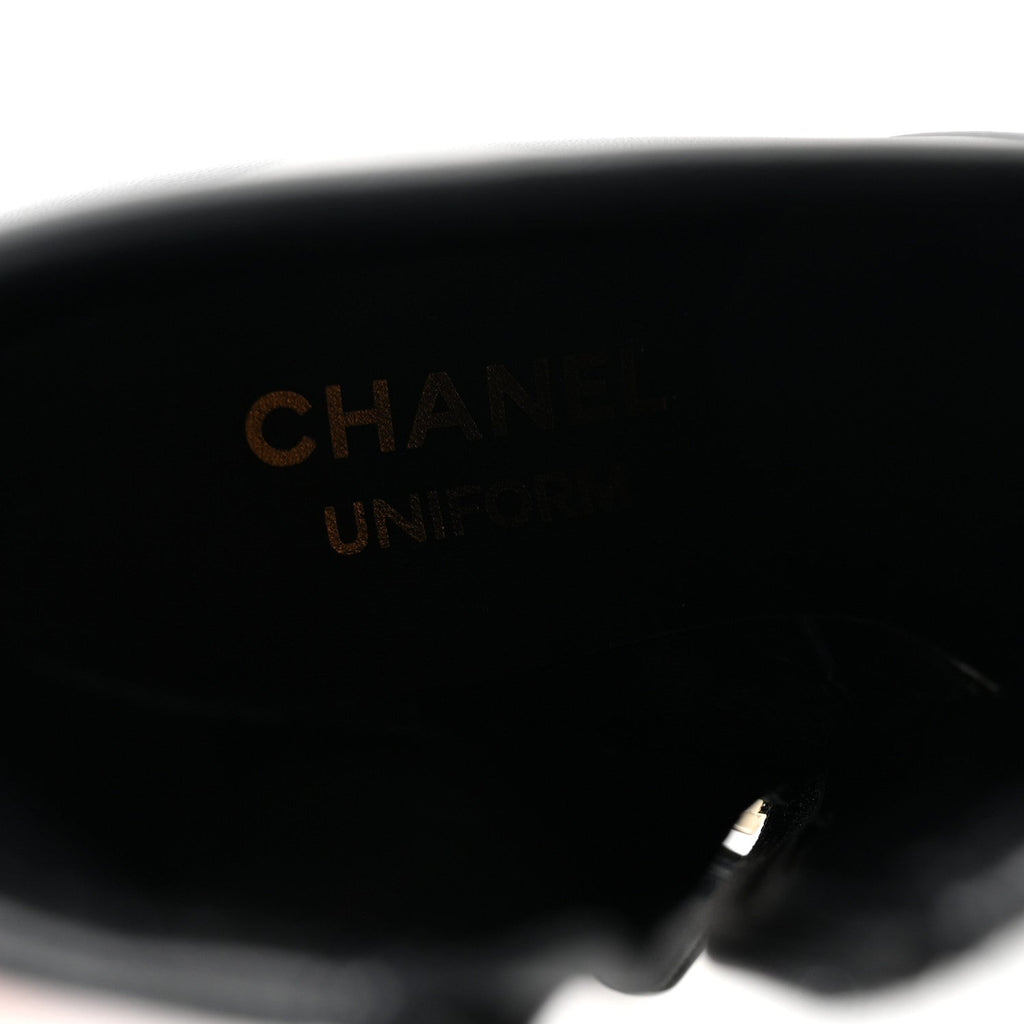 Chanel Stretch Lambskin Cap Toe CC Short Boots 35 Black