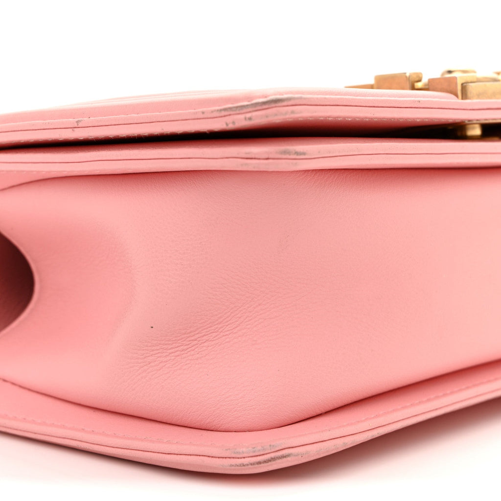 Chanel Calfskin Chevron Embroidered Small Boy By The Sea Flap Pink