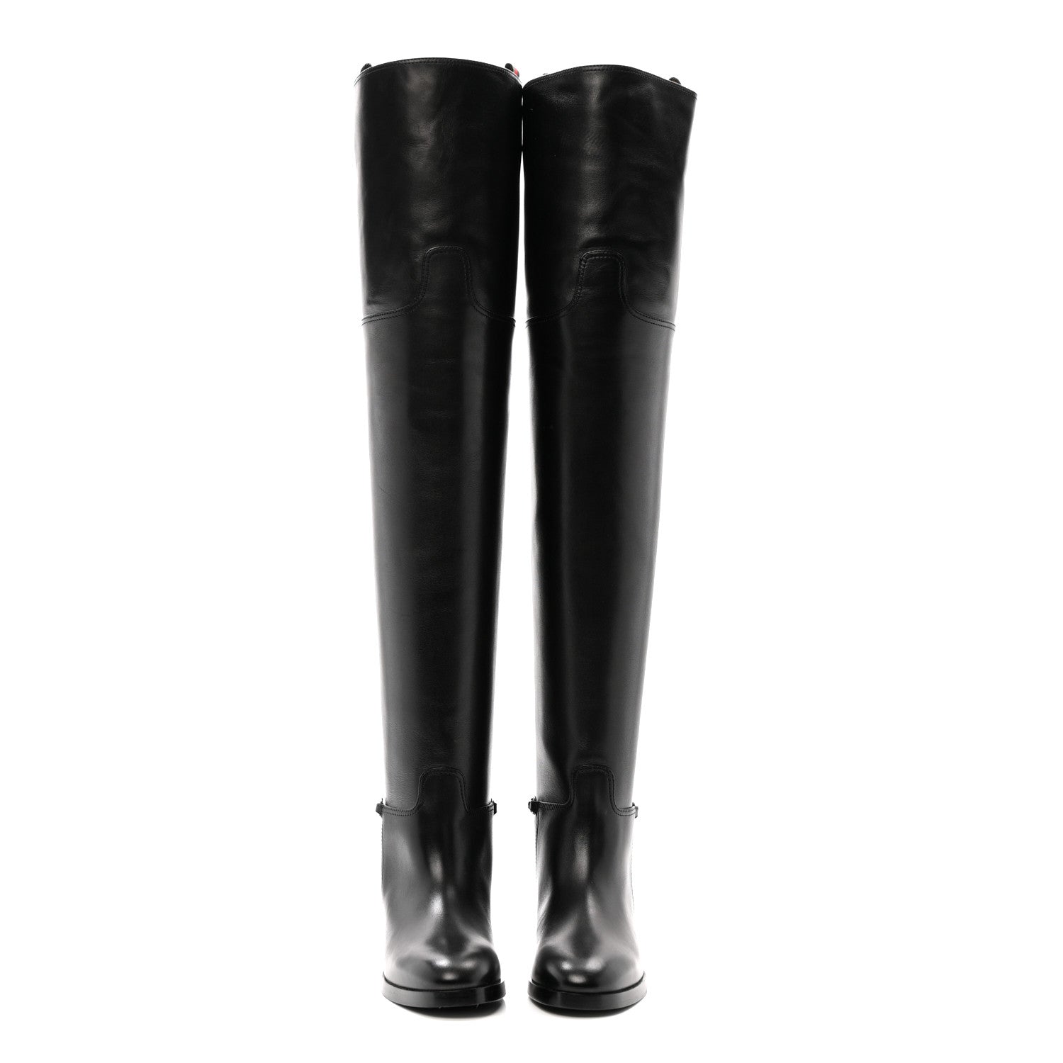 Gucci Calfskin Slim Horsebit Over The Knee High Boots 37 Black