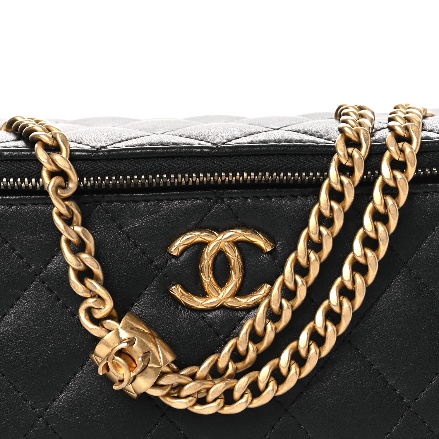 Chanel Lambskin Quilted Small Pillow Crush Vanity Case With Chain Black