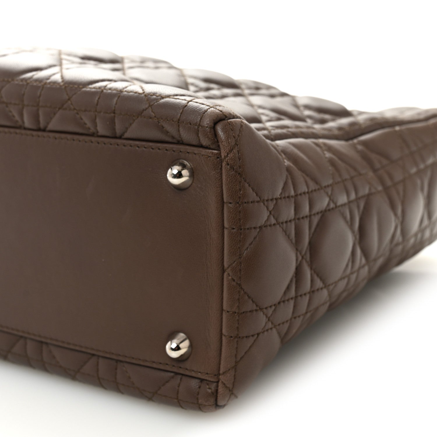 Christian Dior Lambskin Cannage Large Lady Dior Brown