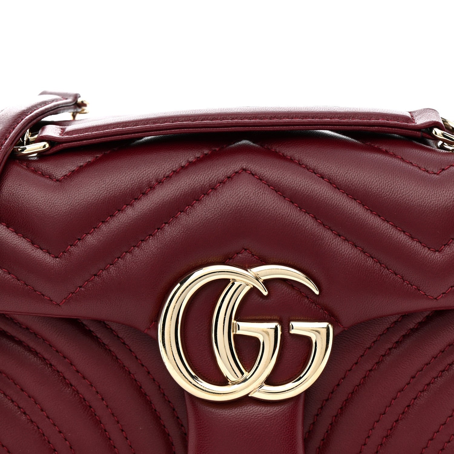 Gucci Lambskin Matelasse Small GG Marmont Shoulder Bag Rosso Ancora