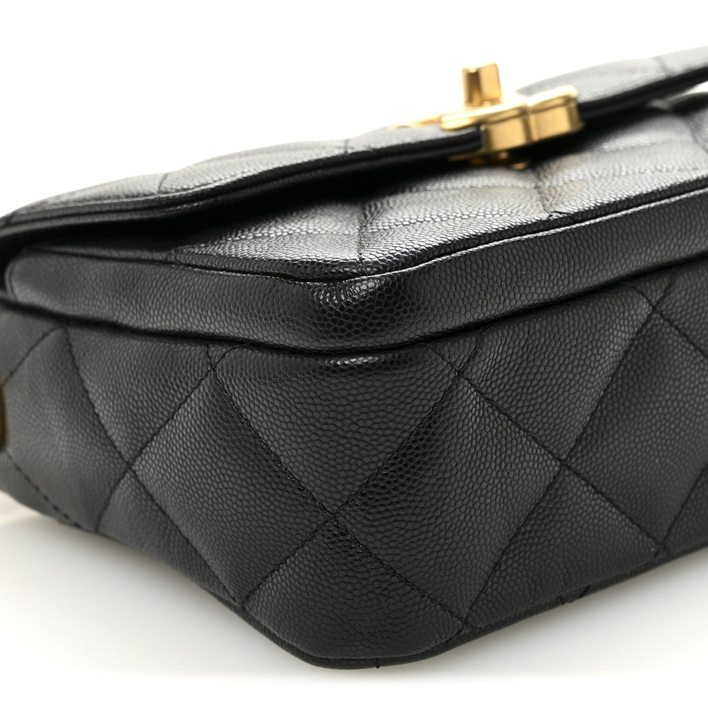 Chanel Shiny Caviar Quilted Mini Flap Black